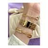Goldfarbenes Metallarmband-Damenarmbanduhr und Kombinationsarmband-Set