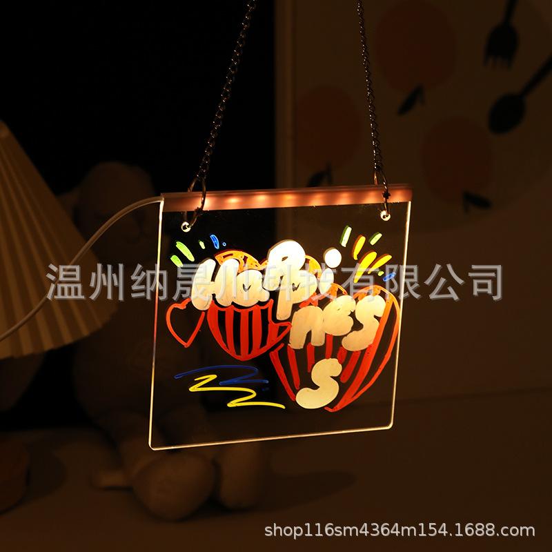 

Luminous Erasable Kids Drawing Board - Fluorescent Doodle Blackboard Display 15*15cm Tabletop with 7 Markers