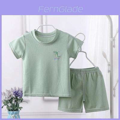 Baby Girl Boy Summer Ice Silk Short Sleeve Suit With Shorts For Toddler
