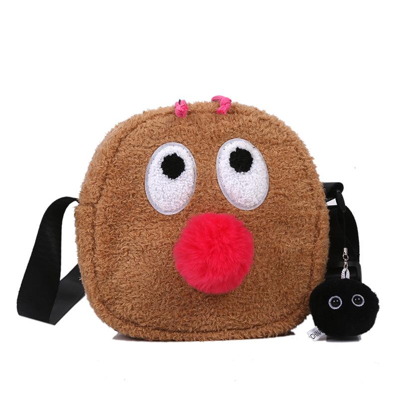 

Tote bag ugly cute plush messenger bag female Korean ins personality doll doll shoulder bag grab machine doll plush bag світло-коричневого кольору