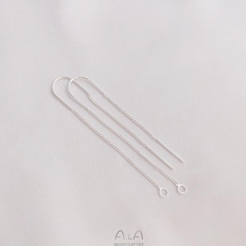 DIY U-Shaped Ear Wire: Handmade 14K/18K Gold & 925 Silver Chain-Shaped Studs - Color-Preserving Jewelry Accessories