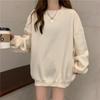 Solid Color Korean Style Fleece Sweatshirt: Women's Loose Casual Autumn/Winter Top & Student Couple Outfit.