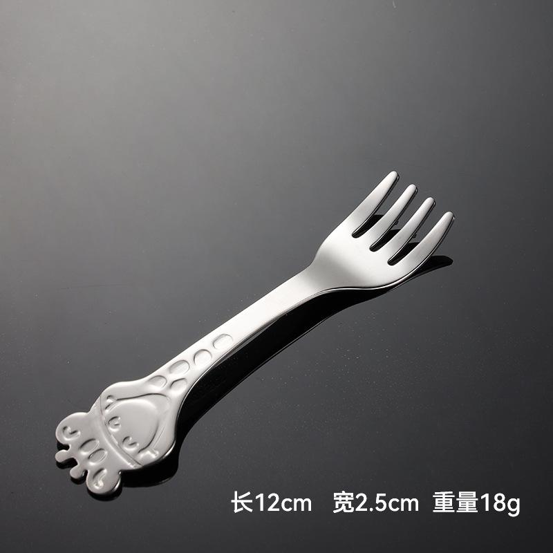304 Stainless Steel Children's Cartoon Deer Colorful Titanium Plated Small Fork Spoon Mother and Baby Gifts Tableware Baby