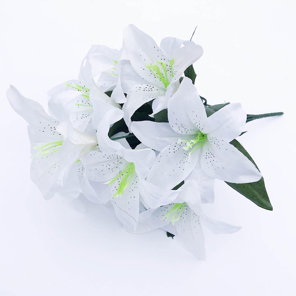 Buy 10 Heads Silk Lillies Dry Flower In Vase Bouquet Wedding Home Party