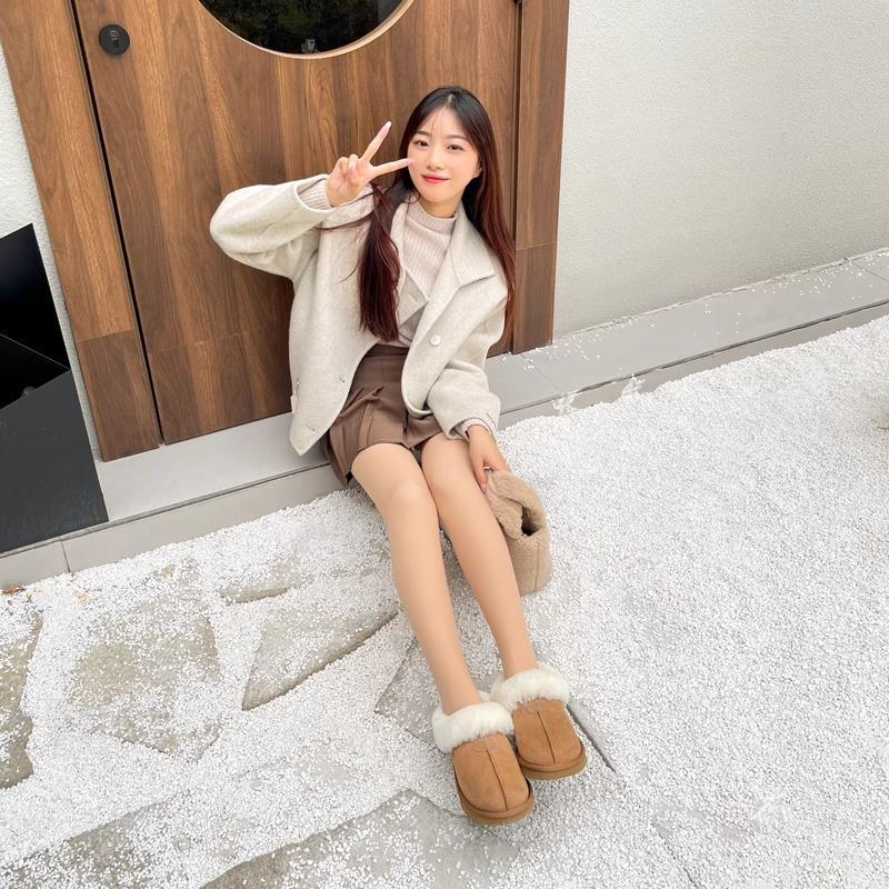 2025 winter new real fur integrated cotton shoes women's fleece thickened one pedal warm snow boots women