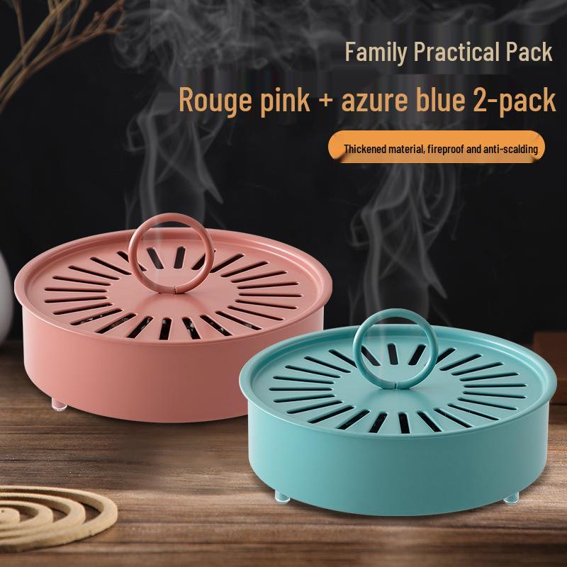 Fireproof Wrought Iron Mosquito Coil Holder with Lid - Creative Carbon Steel Ash-Catcher