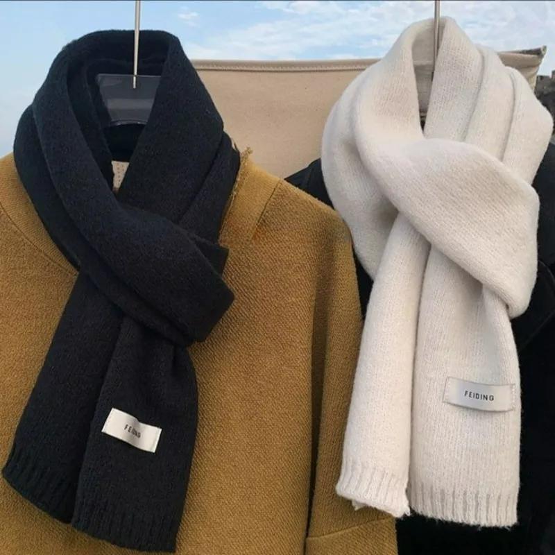 

Winter Thermal Knitted Scarf Unisex Solid Color Neck Shawl Wrap Warm Windproof Solid Color Women Men Fashion Motorcycle Scarfs 160 x 24cm красный