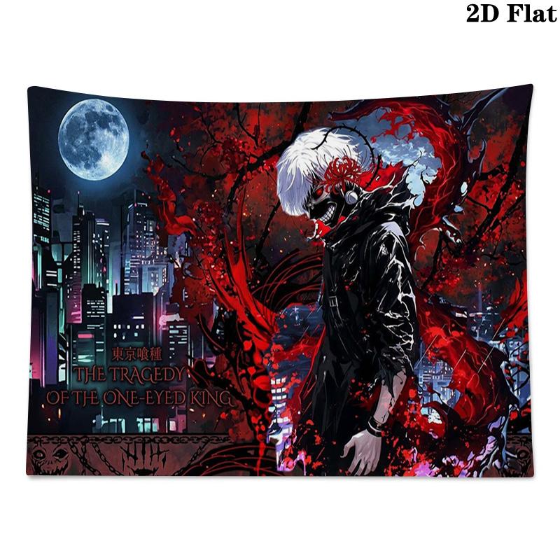 Ken kaneki anime Wall Tapestry Aesthetic Wall Hanging Printed Fabric Blanket Decorative Tapestries for Bedroom Living Room Home Decor