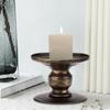 Black Iron Candlestick Stand Reversible Metal Candle Pedestal Pillar Candle Holders For Party