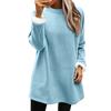 Women's Solid Fleece Lined Sweatshirt Dress Crew Neck Long Sleeve Loose Warm Casual Home Wear Winter Mini Dress