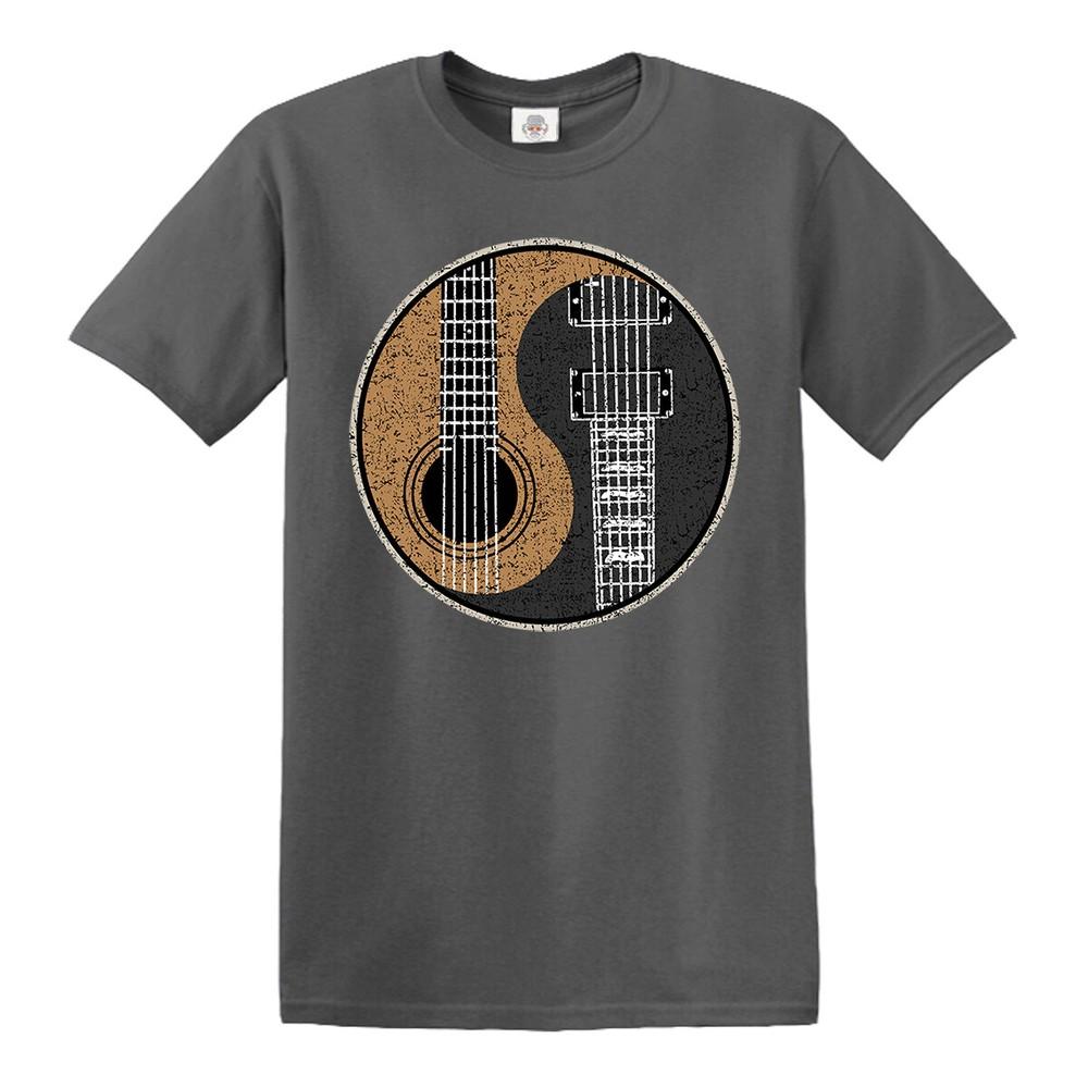 Yin yang guitar mens tshirt yinyang rock metal band music goth tshirt gift top 2XL