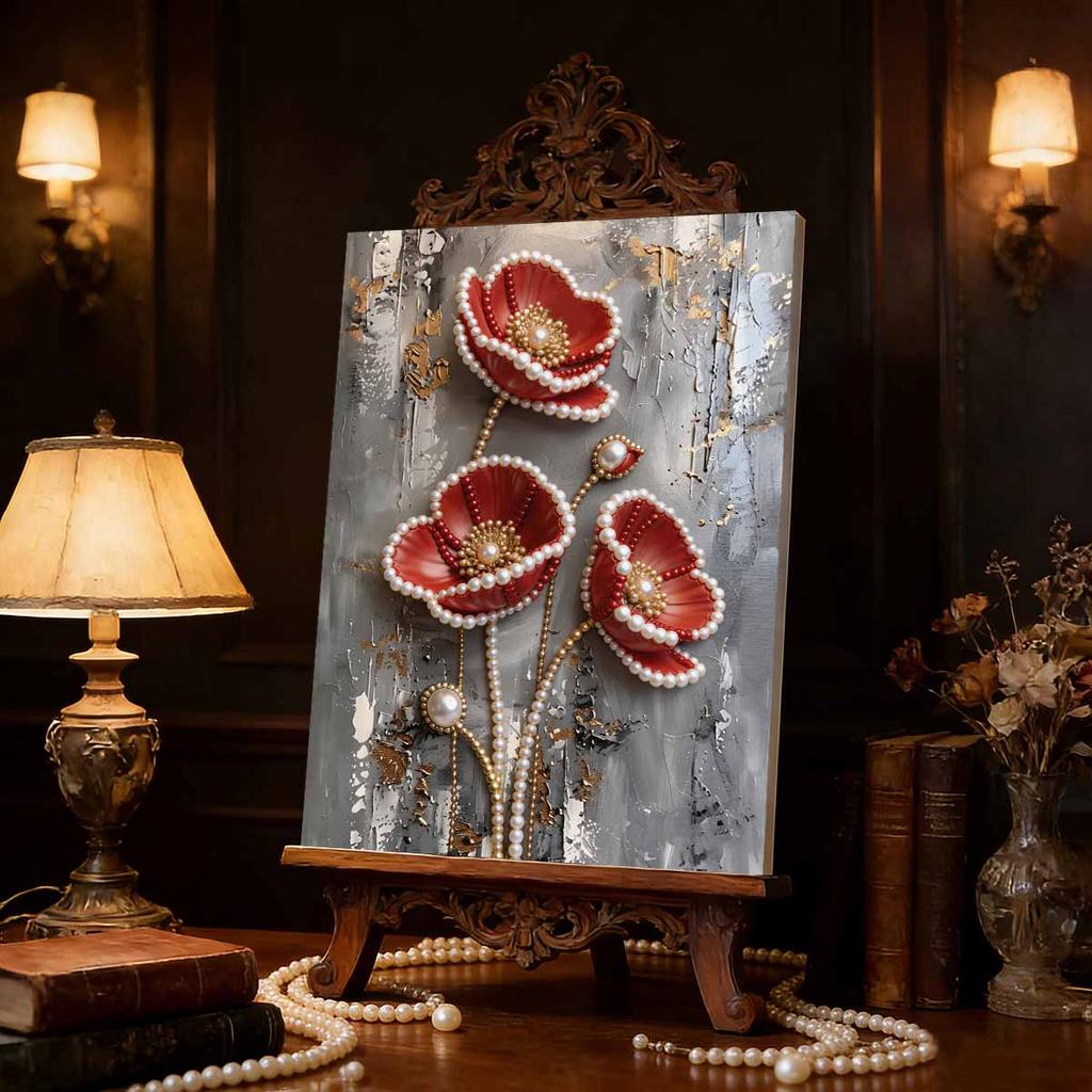 5D DIY Frameless Pearl Painting Rose Pattern Painting Kit, Suitable for Home Living Room Bedroom and Other Wall Decoration Art Paintings