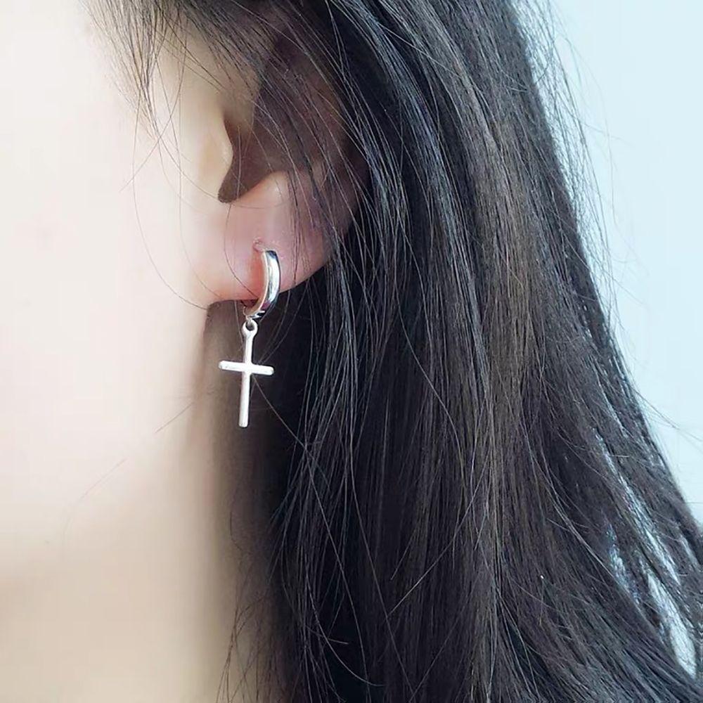 Stainless Steel Women Elegant Non-Piercing Earring Cross Clip Earring Men Ear Cuff Fashion Jewelry