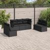 VidaXL Garden Lounge Set 7 Pcs with Cushions Black Wicker 3217405