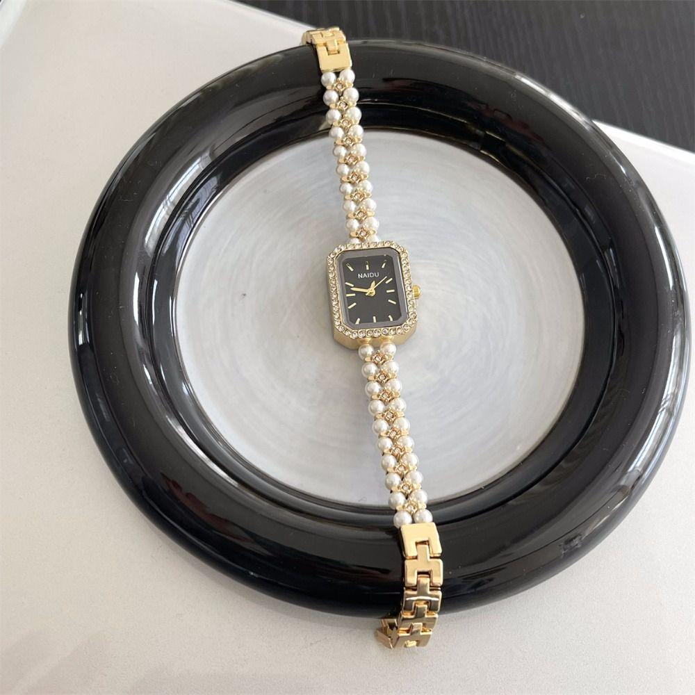 Chain Strap Pearl Studded Watch Luxury Women's Wristwatches New Quartz Watch  Gifts