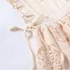 Abito da bambina in pizzo di cotone e lino, abiti estivi senza maniche beige per bambini, abiti da principessa alla moda casual per bambini di 3-12 anni