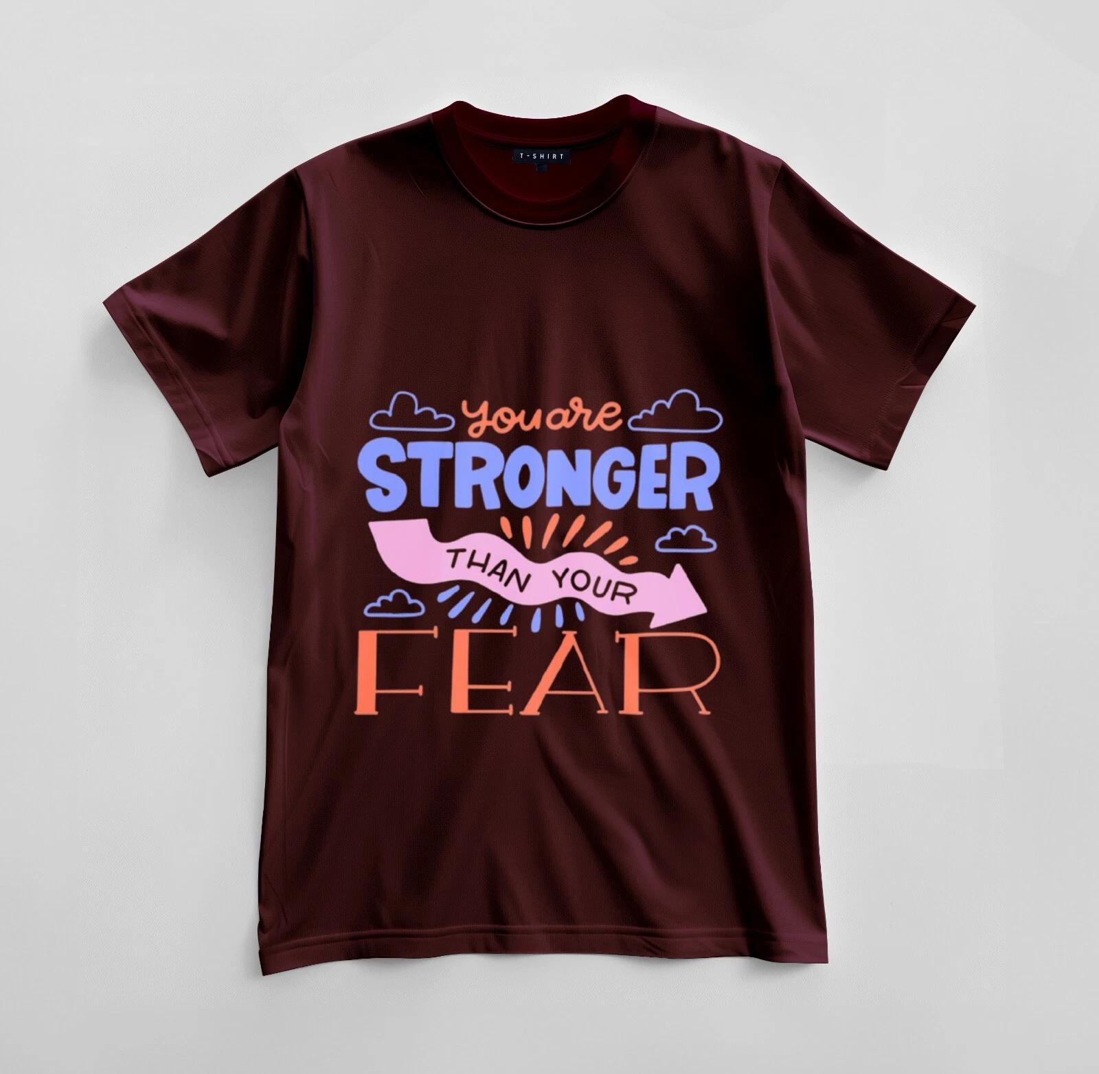 

Custom Strength Over Fear Graphic T-shirt Design Unisex Jersey Short Sleeve Tee L