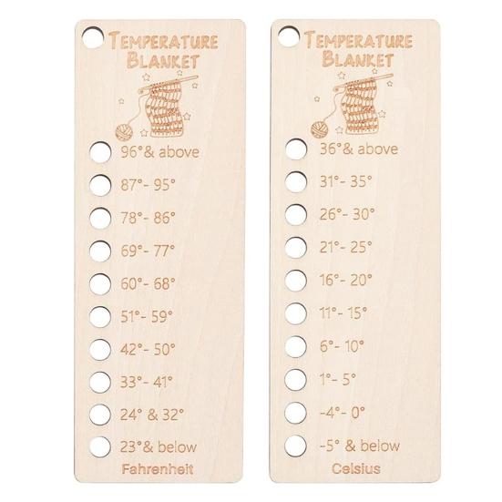 2Pcs Temperature Blanket Color Chart Knitting Crochet Projects Wool Organizer Blanket Planner Fahrenheit Celsius Wood Board Handmade Gift