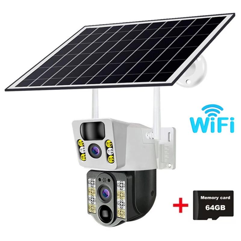 8MP 4K Solar Camera Outdoor Dual Lens WIFI Smart Life Home Automation IP Camera Night Vision Security Camera 360 Monitoring CCTV