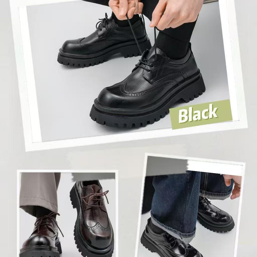 New platform round head derby shoes British style casual hollow summer fashion retro business hairstylist suit shoes
