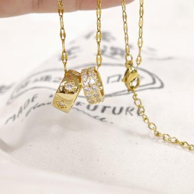 Double Ring Waist Diamond Necklace Women Elegant Minimalist Design Trendy Layering Collarbone Chain