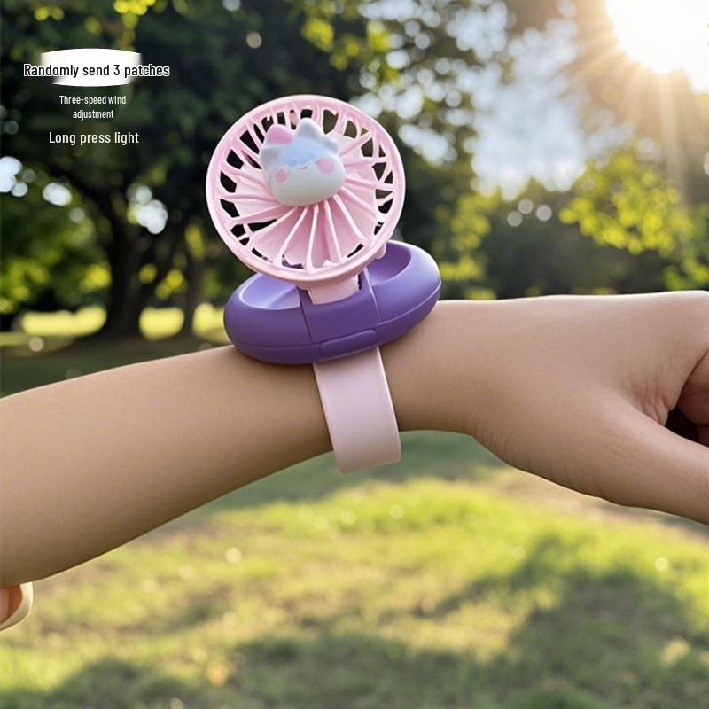 June 1st Children's Day Slap Bracelet Fan: Cute, Portable, Rechargeable, Student Wristband Mini Fan