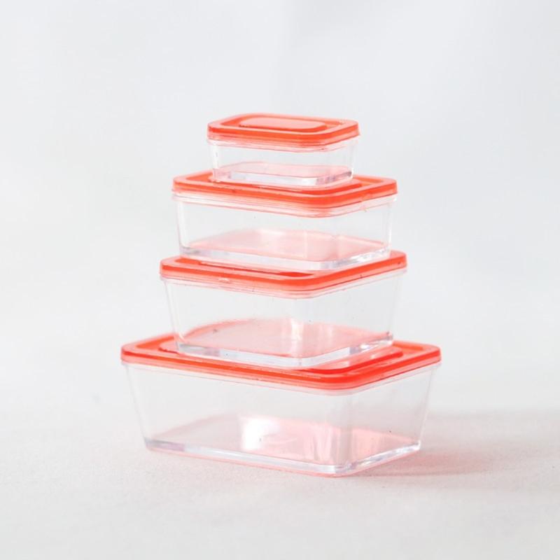 1:12 Dollhouse Fresh Keeping Box 4pcs Lunch Box DIY Kitchen Tableware Decoration