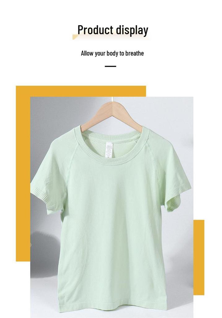 Women's Spring-Summer Casual Sports T-Shirt: Breathable, Sweat-Wicking, Short Sleeve, Round Neck, Loose Fit, Comfortable Yoga Outerwear