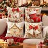 4PCS Tree Flower Christmas Pillow Covers New Year Snowman Pillow Cover Throw Cushion Case  Home