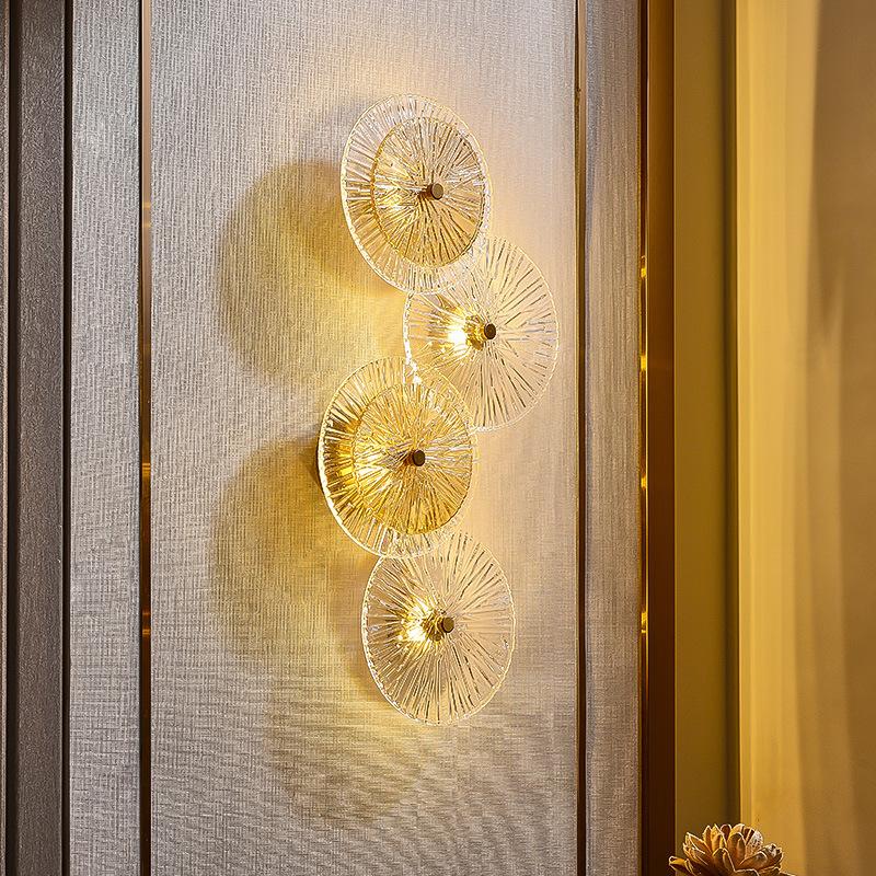Nordic LED Round Wall Lamp Light Luxury Glass Ceiling Lights Combination for Living Room TV Background Bedside Corridor Aisle