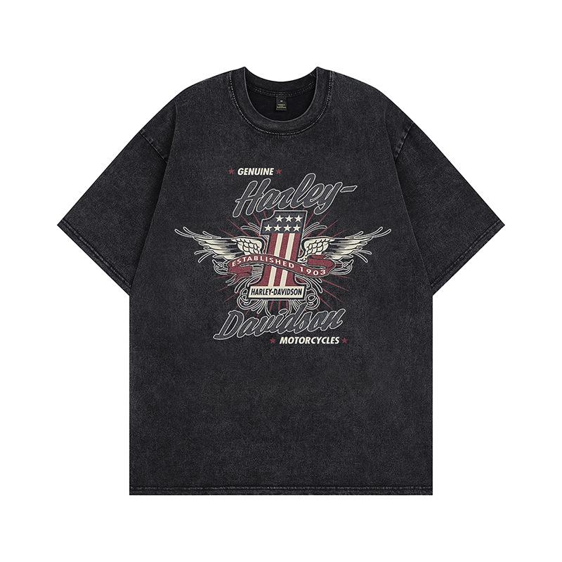 Summer new European and American washing water old trendy brand short-sleeved vintage high street American retro T-shirt trendy men's and women's