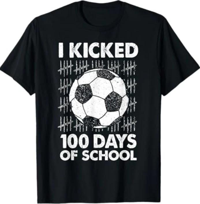 Я Пнул 100 Дней Школы Футбол 100-й День Спорт Дети Мальчики Футболка M