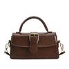 Vintage Brown Pu Shoulder Bag Four Season High-Quality Buckle Decorate Ladies Handbag Streetwear American Preppy Style Bags Y2K