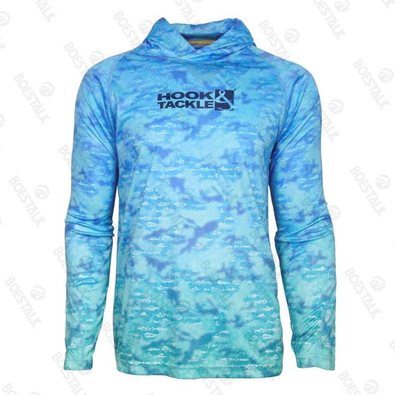 Hook Tackle UPF50 Fishing Shirt Ice Silk Lightweight Breathable Long Sleeve Hooded Men Outdoor Angling