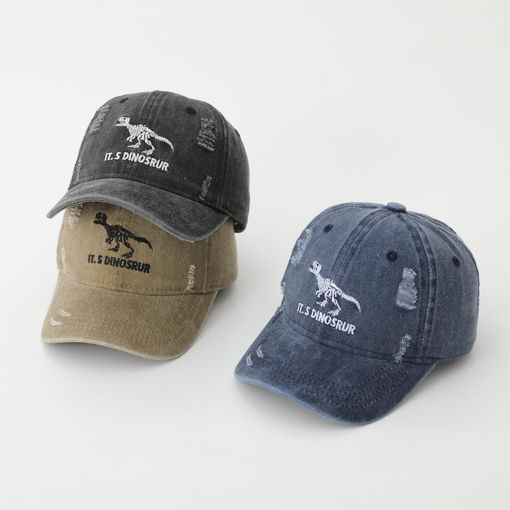 JYL TS DIY Dinosaur Kids Cap Washed Distressed Hat Cotton