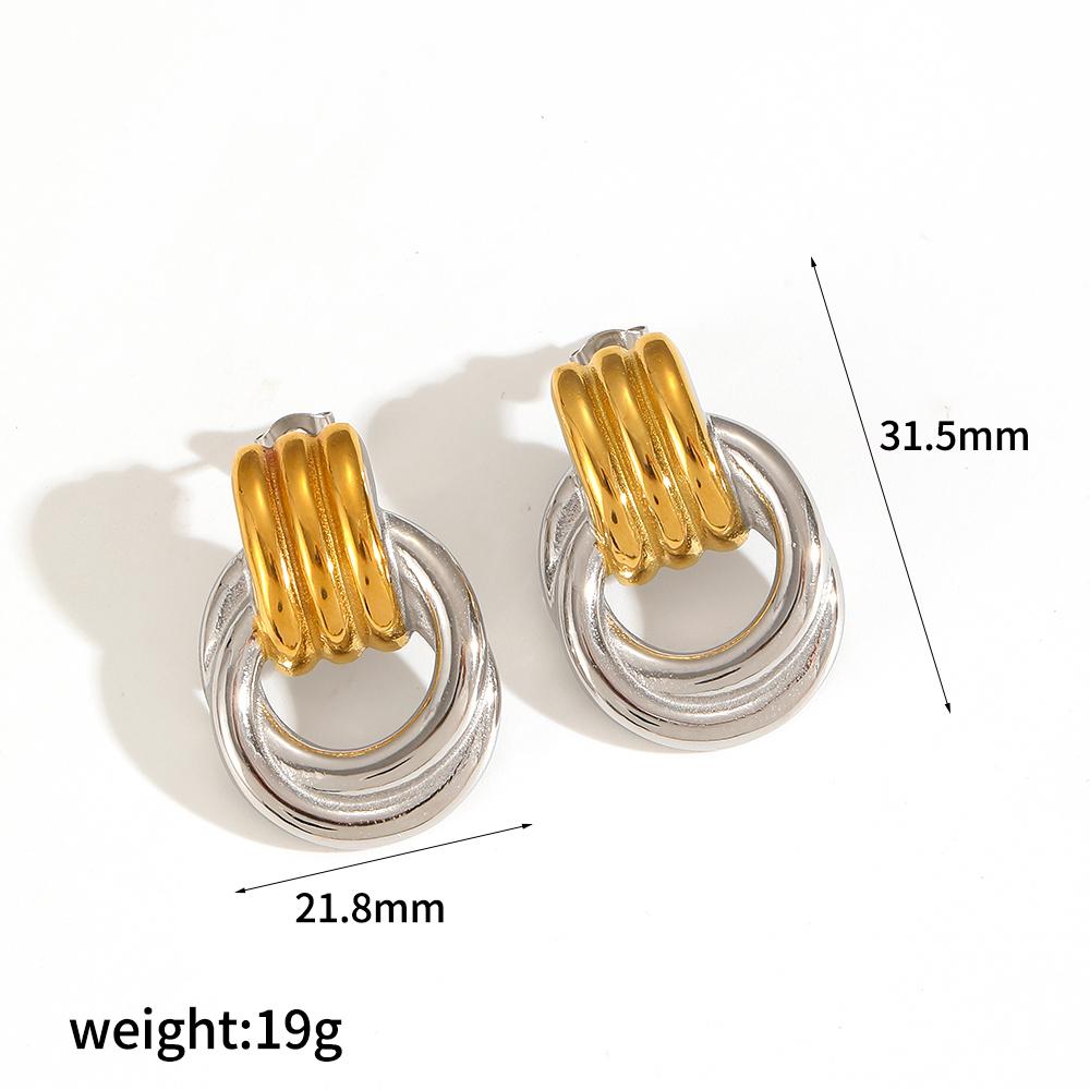 Fashion Design Stainless Steel Smooth Irregular Hollow Pendant Circular Earring Women Trendy Charm Jewelry Gifts