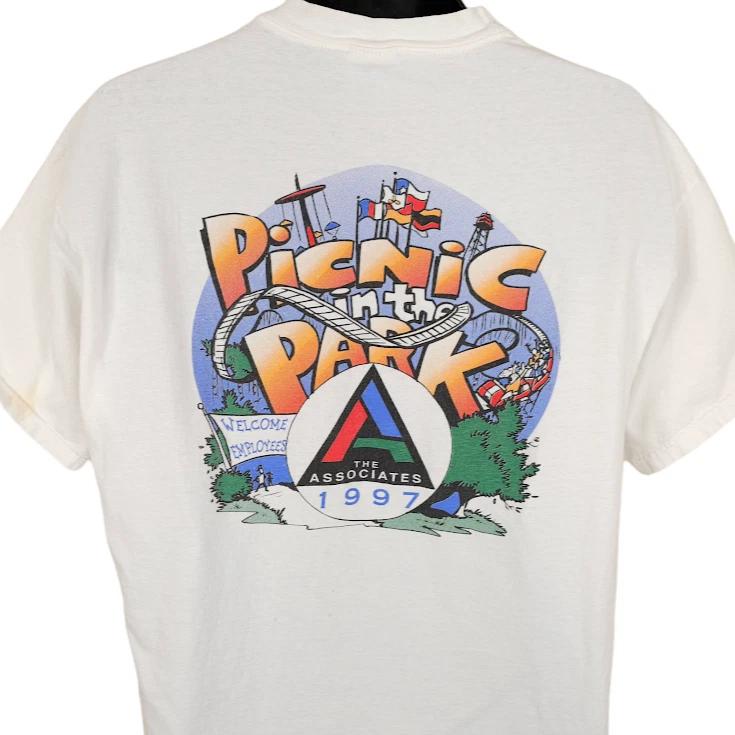 

Vintage The Associates 100% Cotton T-shirt Mens Tees Top Mens Size XL White 90s Picnic In The Park 1997 M