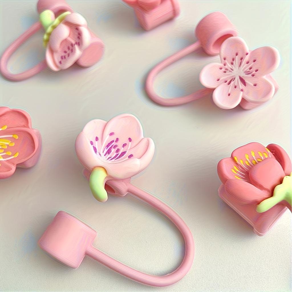 6pcs Sakura Silicone Straw Covers Compatibility Stanley Cup 10mm Drinking Dust Stopper Cap Straw Tips Cover Cup Accessories