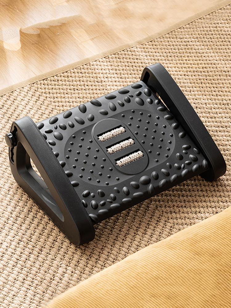 Schreibtisch-Fußhocker Verstellbar Ergonomischer Fußstütz-Hocker mit Rollen Fuß-Tretplattform Bequemes Massagepolster für Gaming