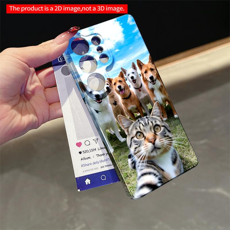 2DFlat Samsung phone case Selfie with Six Dogs and a Tabby Cat Applicable to Galaxy S22 S23 S24 S25ULTRA S26 A12 A13 A14 A15 A16
