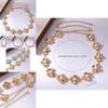 Eleganter Metall-Taillengürtel mit Perlenblumen und geschnitzten Elementen für Damen für Frühling und Sommer