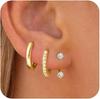 Zircon Stud Earrings - Multi-Piercing Trendy Set for Women