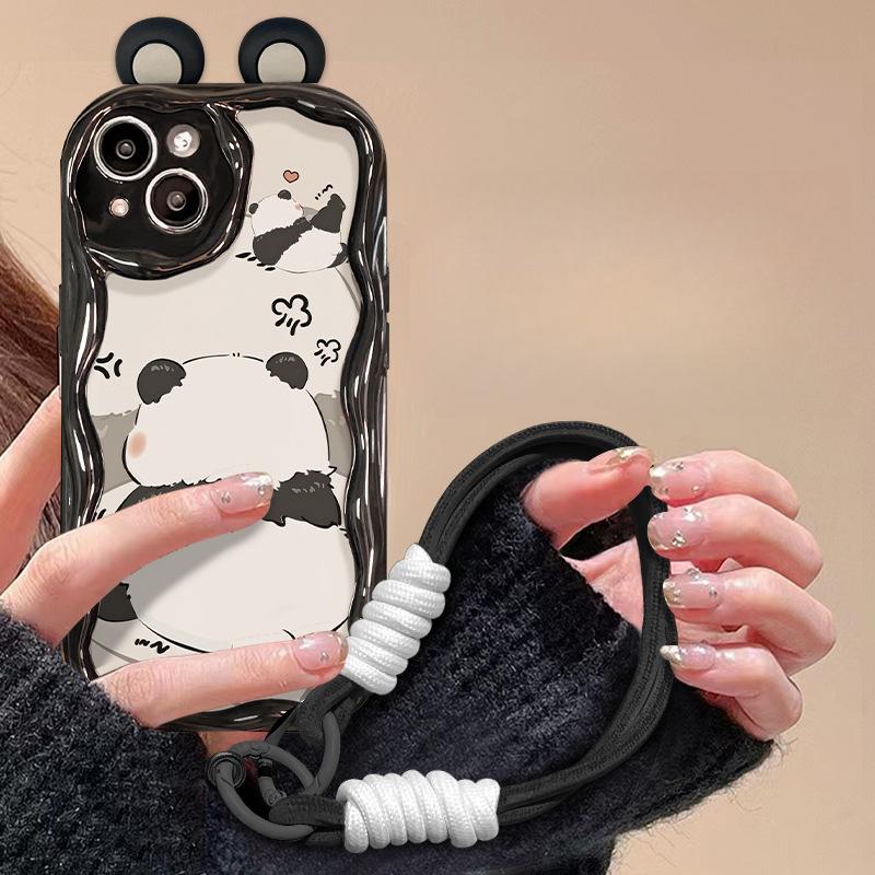 

Angry Panda Lanyard для Apple 15promax Чехол для мобильного телефона Iphone14plus Silicone Anti-Fall 13mini iphone 12 ProMax