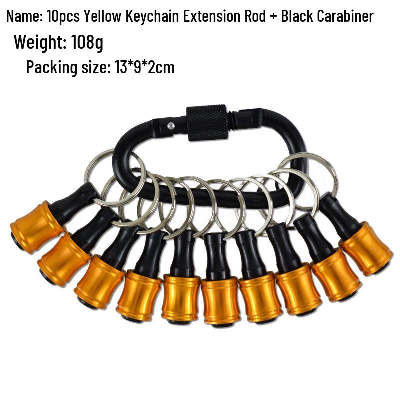 6-Piece Colorful Keychain Set: Extension Rods and Mountaineering Buckle with 1/4" Hex Drill Bit Storage Extension Rod