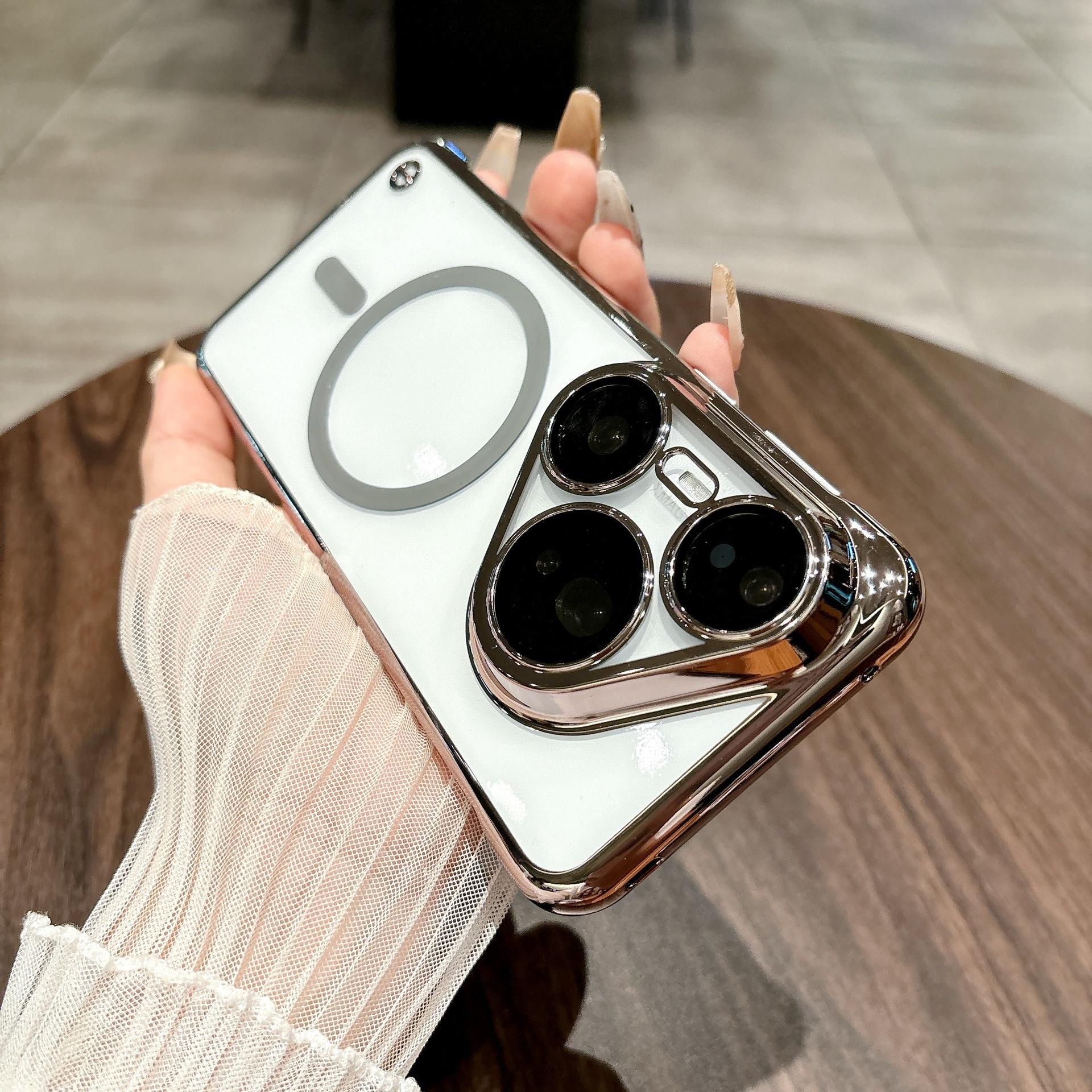 Applicable to Huawei P80PRO transparent magnetic mobile phone case P70 electroplating borderless mate70 ultra-thin heat dissipation hard case Huawei p80
