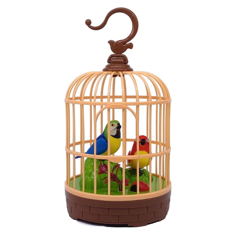 

Interactive Singing Bird Toy Birdcage Toy For Kids And Nature Lover Sound Activated Parrot Toy with Sound and Light