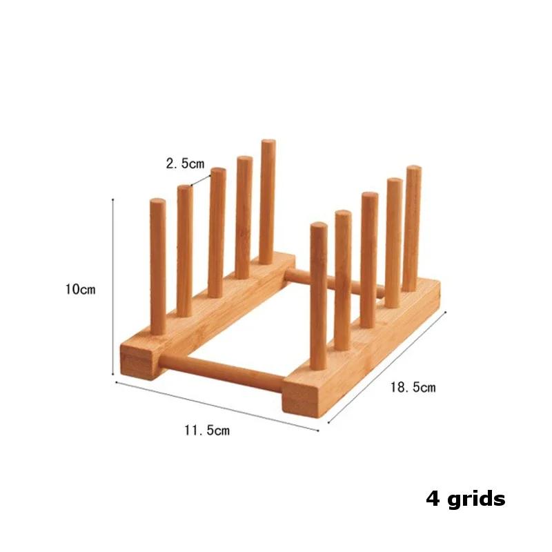 Kitchen Dish Drain Rack Wooden Display Stand Drainer Holder Drying Bowl Holder Simple Pot Lid Shelf Dinnerware Storage Organizer