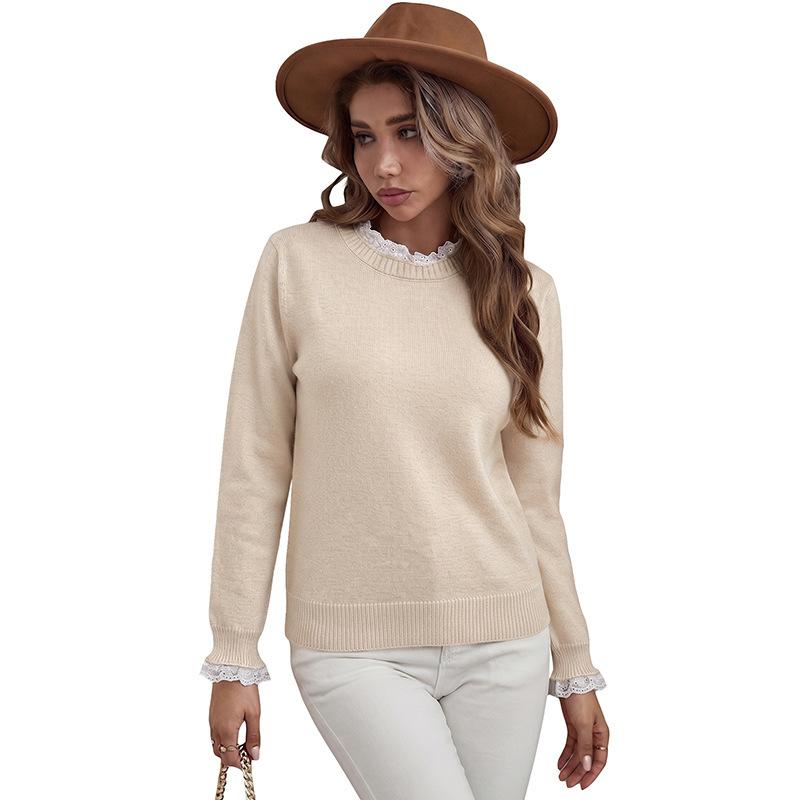 Women's Crew Neck Sweater, Color-Block