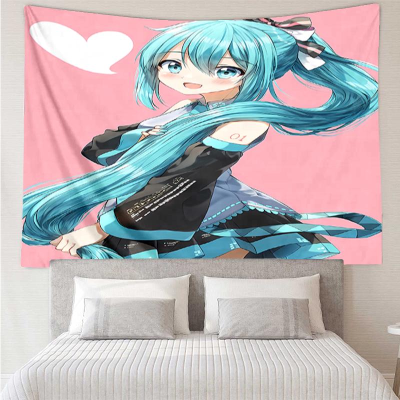 Hatsune-Miku Druck Wandteppich, Hintergrund, Einfache Montage, Ideal für Schlafzimmer, Büro & Wohnzimmer, mit Ästhetischer Wanddekoration.