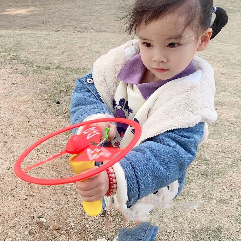 Launcher Spinner Pull Flying Disc Toys Atmosphere Prop Rotating Ripcord Sky Spin Toys Educational Cartoon Dragonfly Toy Gift